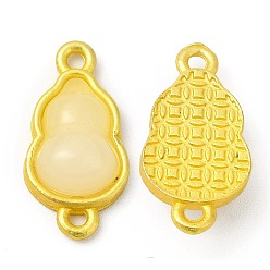 Cornsilk Rack Plating Alloy Connector Charms, with Glass, Gourd Links, Matte Gold Color, Cornsilk, 18.5x9.5x5.5mm, Hole: 1.5mm