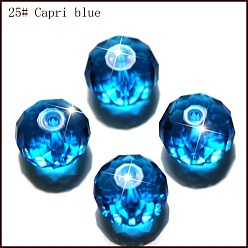 Озёрно--синий Имитация Австрийские кристаллические шарики, класс AAA, граненые, рондель, Плут синий, 6x4 мм, отверстие : 0.7~0.9 мм