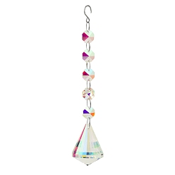 Diamant Décorations de pendentif en verre ab clair, avec lien octogonal en verre, décorations de jardin suspendues, diamant, pendentif: 50 mm