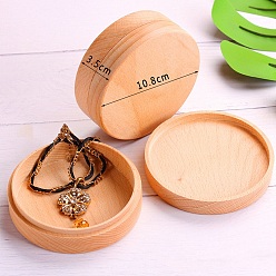 Pêche Boîte à bagues ronde en bois, boîte d'emballage cadeau en bois, peachpuff, 3.5x10 cm