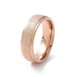 Розовое Золото Текстурированное 201 плоское кольцо из нержавеющей стали для женщин, розовое золото , внутренний диаметр: 17 мм