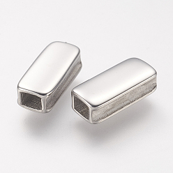 Stainless Steel Color 304 Stainless Steel Beads, Rectangle, Stainless Steel Color, 12.6x5.8x4mm, Hole: 2.6x3.3mm