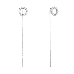Platine Boucles d'oreilles en fil d'argent sterling plaqué rhodium shegrace, avec Micro Pave aaa zircons, anneau, platine, 925mm