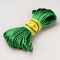 Vert Corde de satin de rotail de polyester, pour le nouage chinois, fabrication de bijoux, verte, 2mm, environ 21.87 yards (20m)/paquet , 6 paquets/sac