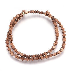 Copper Plated Electroplate Non-magnetic Synthetic Hematite Bead Strands, Frosted, Rhombus, Copper Plated, 3x4x2mm, Hole: 1mm, about 158~160pcs/strand, 15.3 inch~15.5 inch(39~39.5cm)