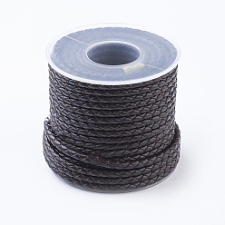 Coffee Round Braided Leather Cord, Leather String for Bracelet Making, Coffee, 3mm, about 10.93 yards(10m)/roll