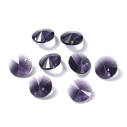 Purple Glass Charms, Faceted, Cone, Purple, 14x7mm, Hole: 1mm