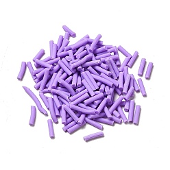 Púrpura Media Abalorios de la arcilla de polímero hechos a mano, ningún agujero, columna, púrpura medio, 6~19x1.5 mm, Sobre 73000 unidades / 1000 g
