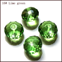 Светло-зеленый Имитация Австрийские кристаллические шарики, класс AAA, граненые, рондель, светло-зеленый, 6x4 мм, отверстие : 0.7~0.9 мм