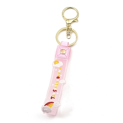 Pink Porte-clés en corde pvc nuage, à trouver un alliage de zinc, pour sac, décoration de pendentif de bouteille de sable mouvant, rose, 17.5 cm