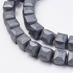 Non-magnetic Hematite Non-magnetic Synthetic Hematite Beads Strands, Frosted, Cube, 6x6x6mm, Hole: 1mm, about 69pcs/strand, 15.74 inch