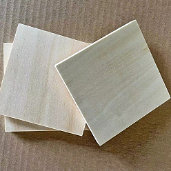 Beige Planches de bois non finies pour la peinture, fournitures de bricolage, carrée, beige, 10x10x0.4 cm