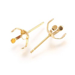 Golden 304 Stainless Steel Stud Earring Findings, Prong Earring Settings, Golden, 16.5x8.5mm, Inner Diameter: 8mm, Pin: 0.7mm