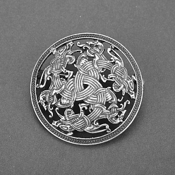 Античное Серебро Мужские броши из сплава с узлом викингов, плоско-круглые, античное серебро, 35 мм