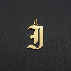 Letter I 201 Stainless Steel Pendants, with Jump Ring, Old English, Letter, Laser Cut, Golden, Letter.I, 17x9x1mm, Hole: 3mm