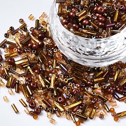 Dark Goldenrod Glass Seed Beads, Mixed Style, Mixed Shapes, Dark Goldenrod, 1~7x2~4mm, Hole: 0.7~1mm, about 450g/pound
