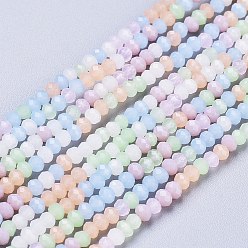 Couleur Mélangete Perles verre opaque brins, facette, rondelle, couleur mixte, 3x2.5mm, Trou: 0.5mm, Environ 185 pcs/chapelet, 16.54 pouce (42 cm)