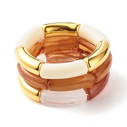 Couleur Mélangete Ensemble de bracelets extensibles en perles de tube acrylique épais pour fille femme, couleur mixte, diamètre intérieur: 2 pouce (5.1 cm), 3 pièces / kit