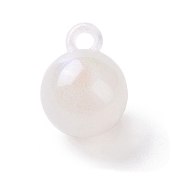 White Luminous Acrylic Pendants, with Glitter, Glow In The Dark, Round Charms, White, 20x15.5mm, Hole: 3.5mm, about 200pcs/500g