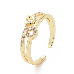 Doré  Anneau de cercle de zircone cubique clair anneau de manchette ouvert, bijoux en laiton pour femmes, or, diamètre intérieur: 16 mm
