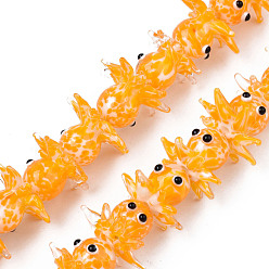 Orange Handmade Bumpy Lampwork Beads Strands, Octopus, Orange, 15~20x22~24x22~24mm, Hole: 1.6mm, about 30pcs/strand, 17.72 inch~21.65 inch(45~55cm)