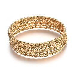 Золотой 304 наборы буддийских браслетов из нержавеющей стали, скрученный, золотые, 2-3/8 дюйм (6 см), о 7 шт / комплект