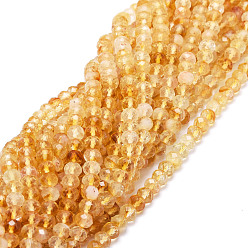 Citrine Natural Yellow Quartz Beads Strands, Faceted, Rondelle, 5.5~6x4~4.5mm, Hole: 1mm, about 95pcs/strand, 15.59''(39.6cm)
