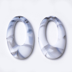 WhiteSmoke Acrylic Pendants, Imitation Gemstone Style, Oval, WhiteSmoke, 47x25x4.5mm, Hole: 1.8mm, about 170pcs/500g