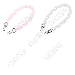 Mixed Color Gorgecraft 2Pcs 2 Colors Bag Handles, with Transparent Acrylic Linking Rings, Platinum Tone Alloy Spring Gate Rings and Zinc Alloy Swivel Clasps, for Bag Straps Replacement Accessories, Mixed Color, 19.8 inch(50.5cm), 1pc/colors