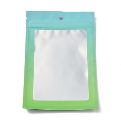 Зеленый Пластиковая сумка с замком на молнии, сумки для хранения градиентного цвета, мешок с самоуплотнением, верхнего уплотнения, с окном и вешалкой, прямоугольные, зелёные, 18x12x0.25 см, односторонняя толщина: 3.9 мил(0.1мм), 95~100 шт / пакет