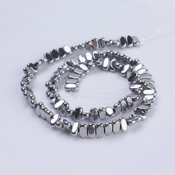 Platinum Plated Electroplate Non-magnetic Synthetic Hematite Beads Strands, Rectangle, Platinum Plated, 4x2x2mm, Hole: 1mm, about 207pcs/strand, 15.5 inch(39.5cm)