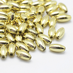 Golden Plated Plating Eco-Friendly Plastic Beads, Oval, Golden Plated, 8x4mm, Hole: 1mm, about 7300~7600pcs/500g