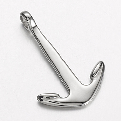 Stainless Steel Color 304 Stainless Steel Pendants, Anchor, Stainless Steel Color, 39x25.5x7mm, Hole: 4.5mm
