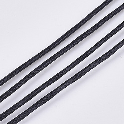 Черный Экологически чистый вощеный хлопковый шнур, 100 нить хлопчатобумажная%, для макраме, изготовление ювелирных изделий из бисера, чёрные, 1 мм, около 382.76 ярдов (350 м) / пачка