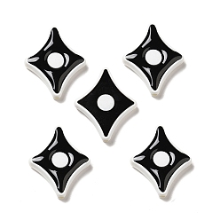 Negro Abalorios de acrílico opacos, con esmalte, estrella, negro, 27.5x22.5x5 mm, agujero: 1.6 mm