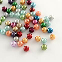 Color mezclado Cuentas redondas de plástico perlas de imitación de abs, color mezclado, 8 mm, Agujero: 2 mm, sobre 2000 unidades / 500 g