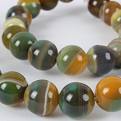 Vert Jaune Agate de pierre naturelle rangées de perles rondes, teint, vert jaune, 10mm, Trou: 1mm, Environ 38 pcs/chapelet, 14.96 pouce