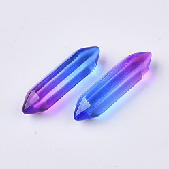 Coloré Perles en verre à deux terminaisons à deux extrémités, pas de trous / non percés, balle, colorées, 30~32x8~9x8mm
