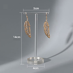 Clear T Shaped Acrylic Earring Display Stand, Jewelry Displays Rack, Jewelry Tree Stand, with Holes and Flat Round Pedestal, Clear, 4x5x14cm