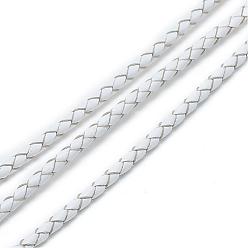 White Leather Braided Cord, White, 5mm, about 54.68 yards(50m)/bundle