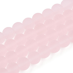 Pink Cuentas de vidrio transparentes, esmerilado, rondo, rosa, 8~8.5 mm, agujero: 1.5 mm, sobre 51~53 unidades / cadena, 14.96 pulgada ~ 15.55 pulgada (38~39.7 cm)