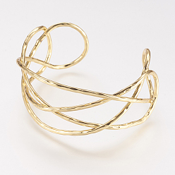 Real 18K Gold Plated Brass Cuff Bangle, Real 18K Gold Plated, 1-3/4 inchx2-1/8 inch(48x54mm)