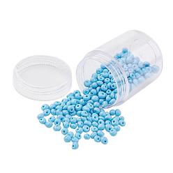 Cornflower Blue Opaque Glass Seed Beads, Fringe Teardrop Beads, Cornflower Blue, 4~5x3mm, Hole: 1mm