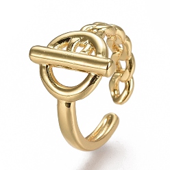 Настоящее золото 18K Латунь манжеты кольца, открытые кольца, кольцо с баром, реальный 18 k позолоченный, размер США 6 (16.5 мм)