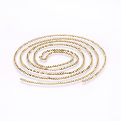 Oro 304 de acero inoxidable cadenas del encintado, soldada, dorado, 2.2x0.5 mm
