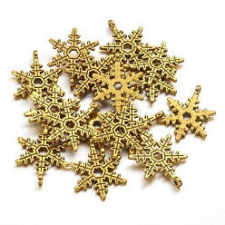 Antique Golden Christmas Snowflake Tibetan Style Alloy Pendants, Lead Free and Cadmium Free, Antique Golden, 23x17.5mm, Hole: 1.5mm