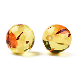 Champagne Yellow Resin Imitation Amber Beads, Round, Champagne Yellow, 12x11.5mm, Hole: 1.5~3mm