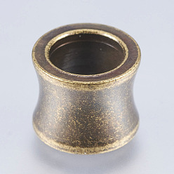 Bronce Antiguo 304 bolas de acero inoxidable, abalorios de grande agujero, tambor, Bronce antiguo, 11x10x8 mm, agujero: 6.5 mm