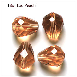 Pêche Imitations de perles de cristal autrichien, grade de aaa, facette, goutte , peachpuff, 8x10mm, Trou: 0.9~1mm