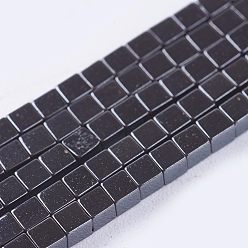 Black Plated Electroplate Non-magnetic Synthetic Hematite Beads Strands, Cube, Grade A, Black Plated, 4x4x4mm, Hole: 1mm, about 91pcs/strand, 16 inch